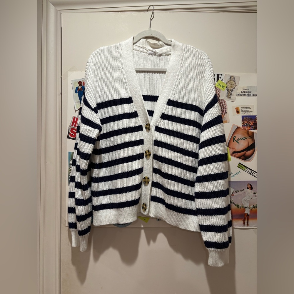 Gap Striped Knit Button Up Cardigan